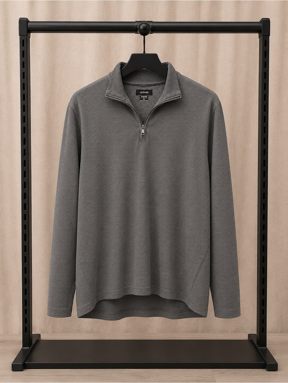 Alfani Men‎ Fit  Gray Zip Stretch Long-Sleeve Pullover Sweater Size 3XL